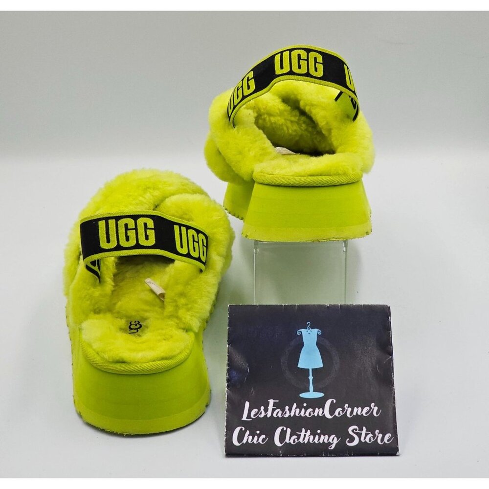 UGG Women's Animalia Green Disco Cross Slide Platform Sandals Size 7 2695 - Picture 6 of 16